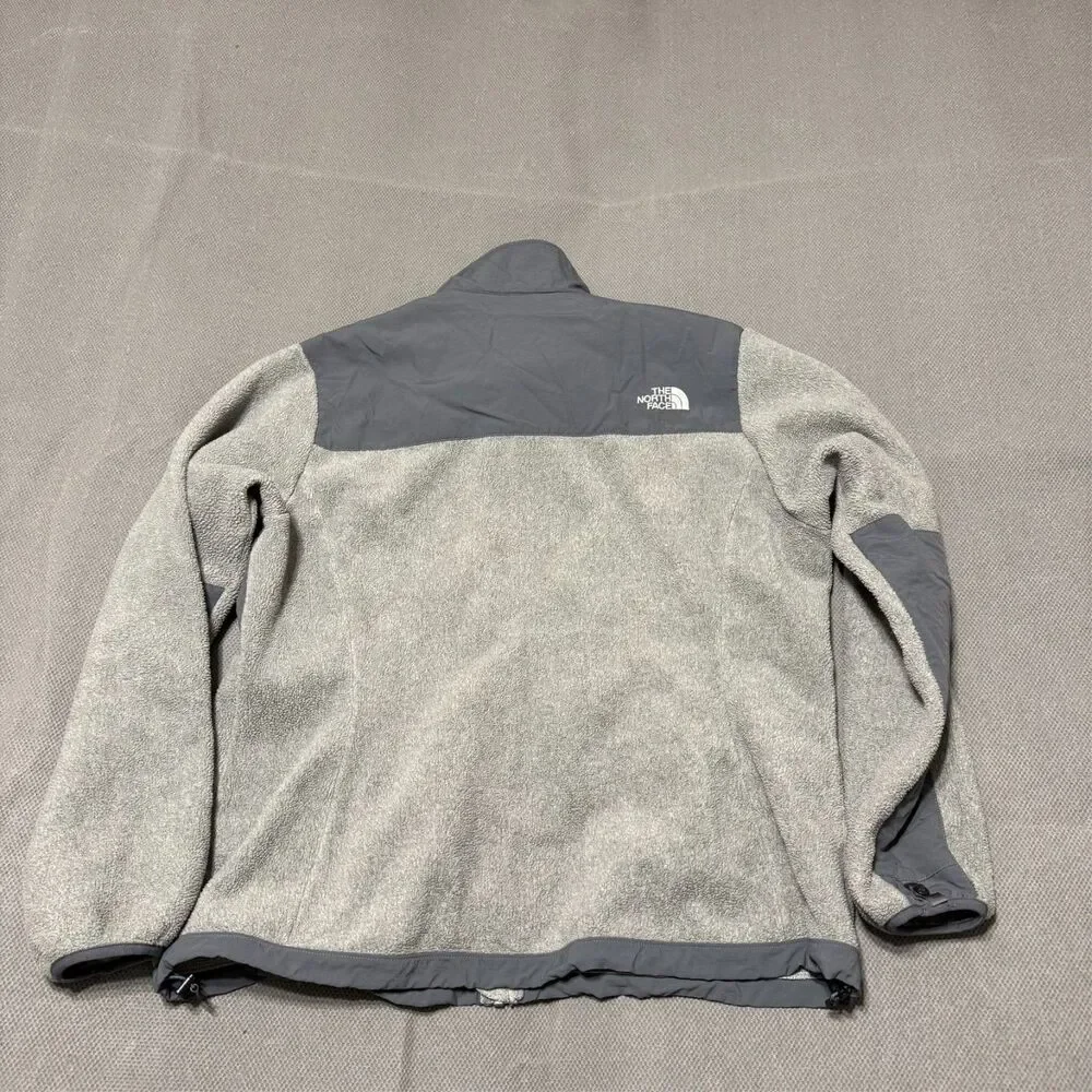 The North Face Mens Denali Jacket Size L Hybrid Fleece Grey Full Zip Mock Neck